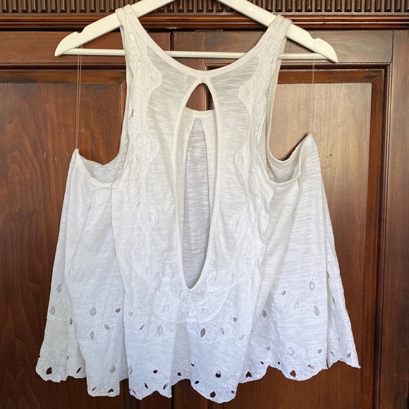 Free People Toosaloosa Tank in Ivory slub attina open back scallop edge picot - Picture 4 of 16